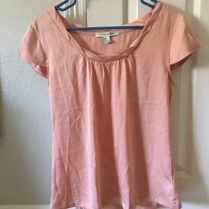 Pink cap-sleeve blouse